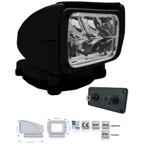 Aval LED Motorised Remote Control Searchlight - Black
