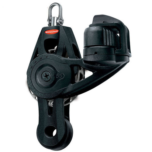 Ronstan Series 55 Auto Ratchet Block with Fiddle and Cleat, Becket and Swivel Shackle Head