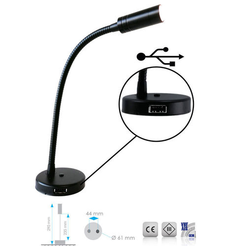 Mantagua Yeu Flexible LED Chart Lamp with Switch and USB Port